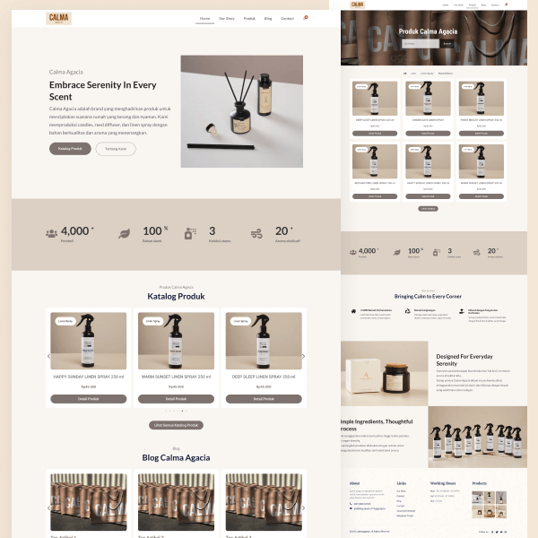 Calma Agacia Aromatherapy Website